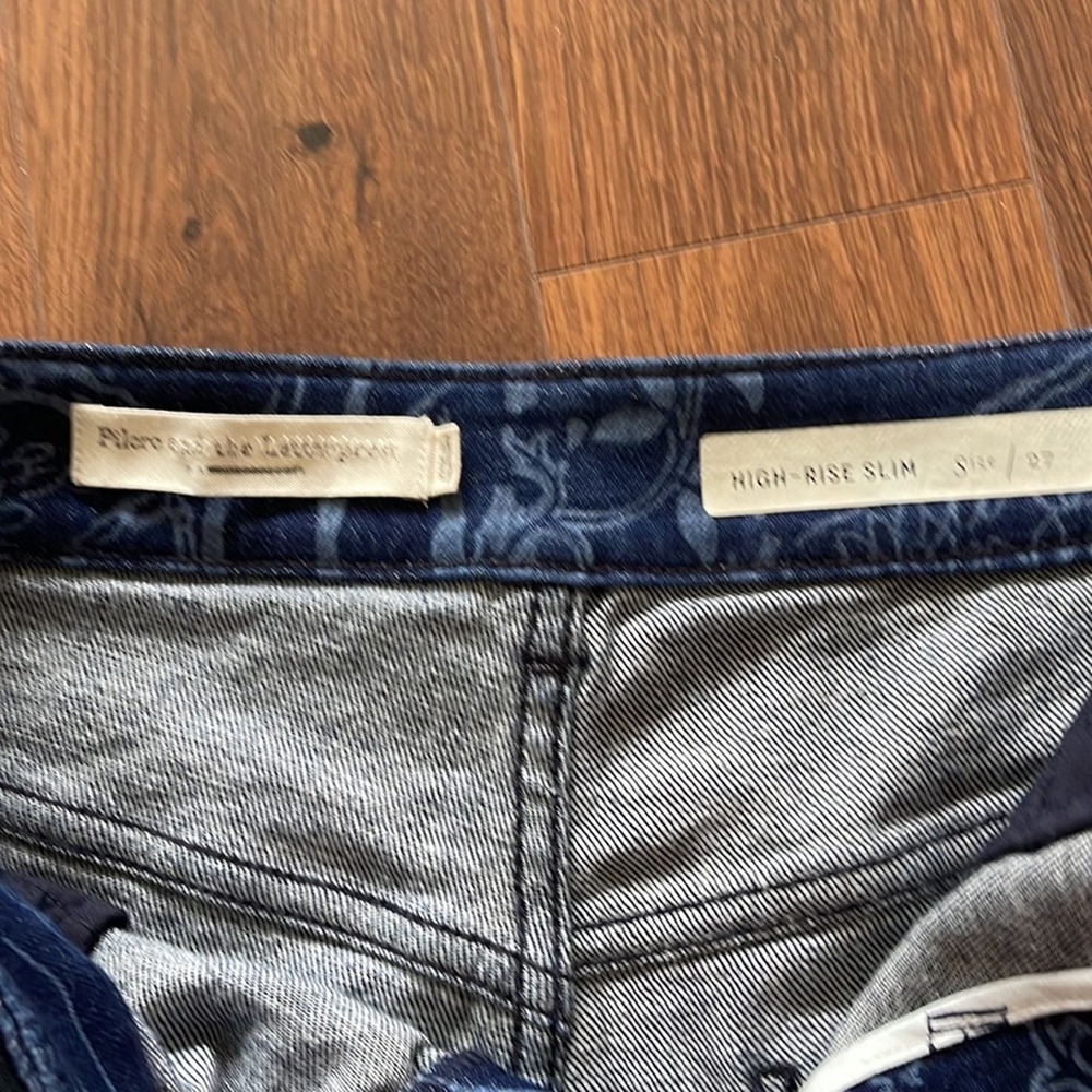 Anthropologie Pilcro Floral-Printed Slim Jeans - denim medium blue Size 27 - Picture 4 of 10